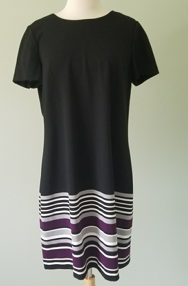 Calvin Klein black & purple dress size 14